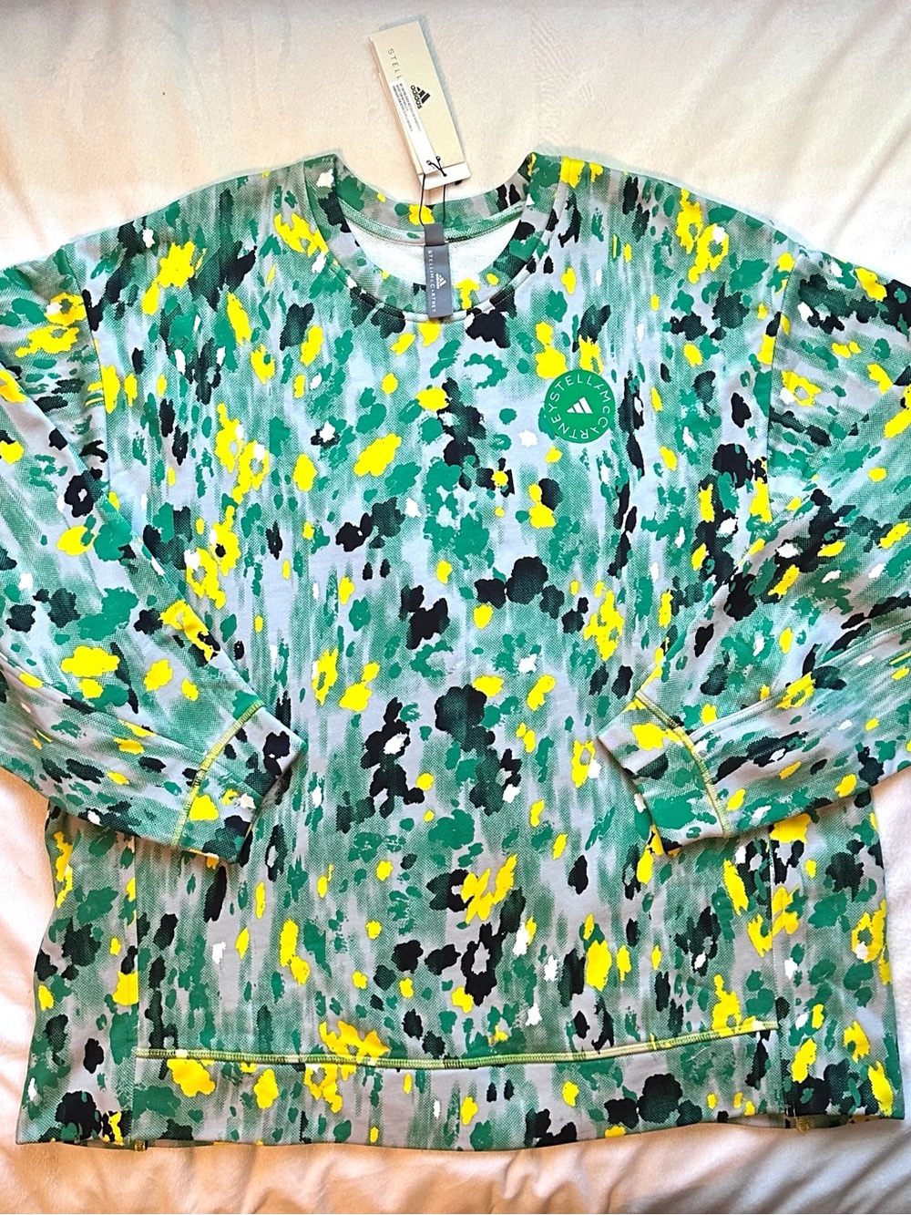 ADIDAS x STELLA MCCARTNEY Womens Crew Neck Sweatshirt green yellow 2X plus NWT